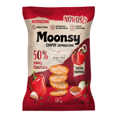 Moonsy chipsy ziemniaczane ostra papryka bezglutenowe 60g